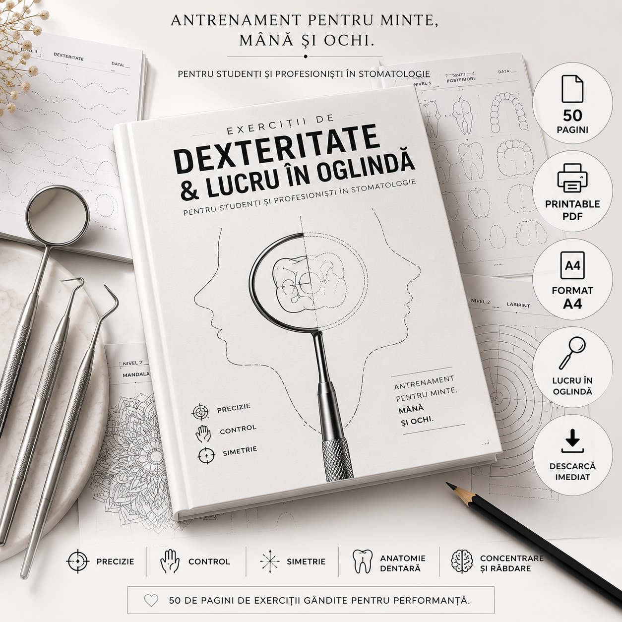 E-book cu exerciții de dexteritate și lucru în oglindă